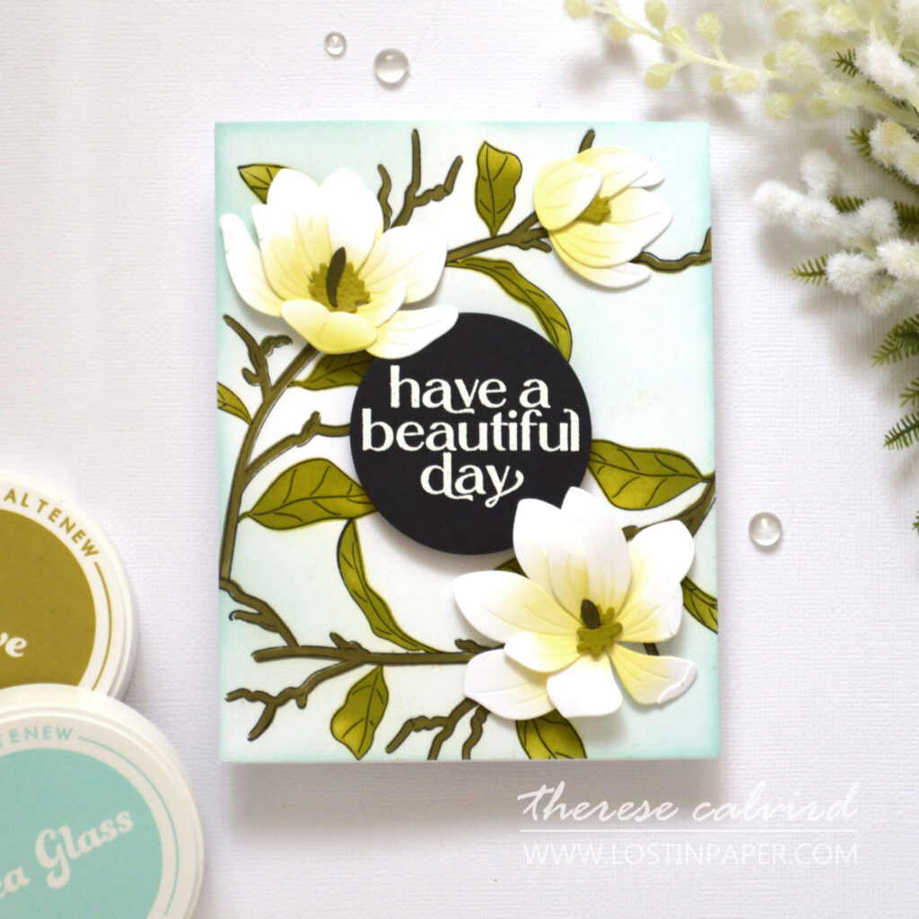 Altenew - Magnificent Magnolias CYL - Ditsy Flowers Wallpaper SA - Halftone Circles Nesting Die (cards) (2)