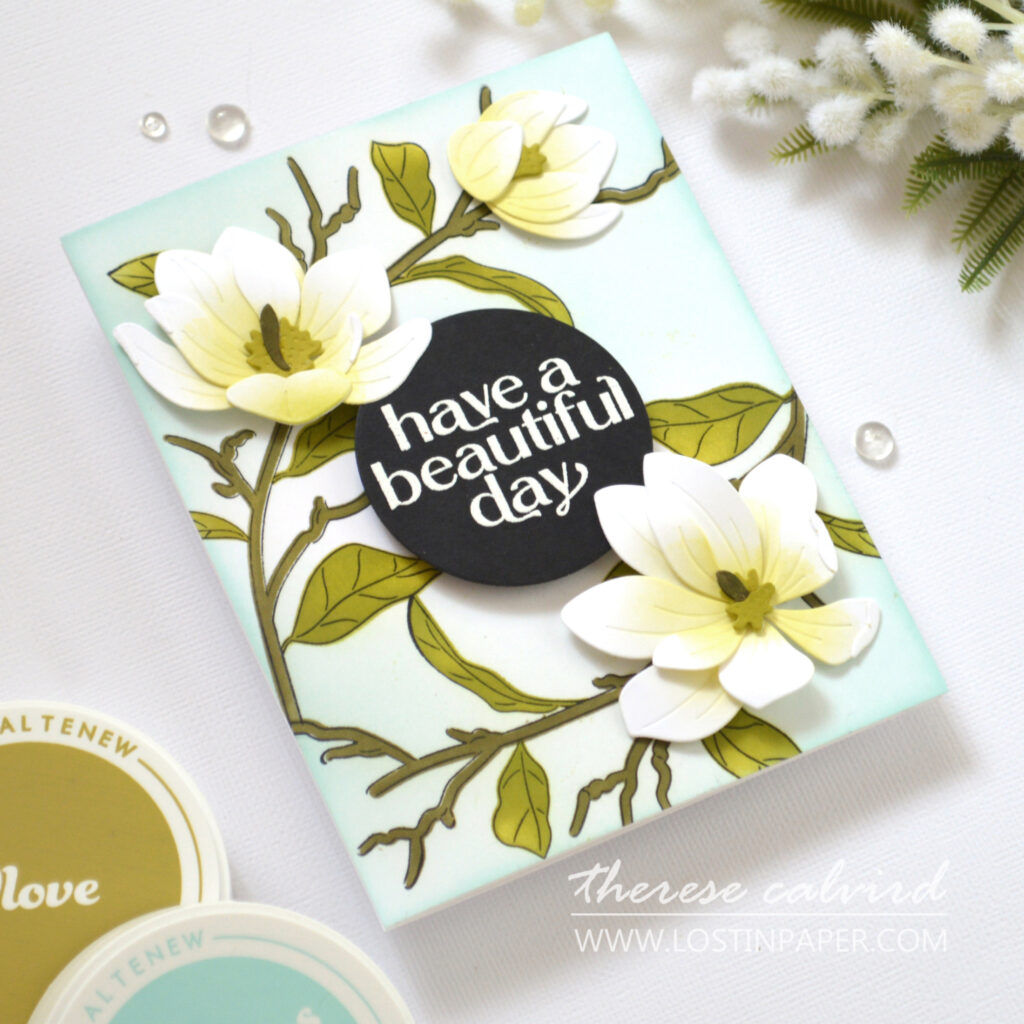 Altenew - Magnificent Magnolias CYL - Ditsy Flowers Wallpaper SA - Halftone Circles Nesting Die (cards) (2)