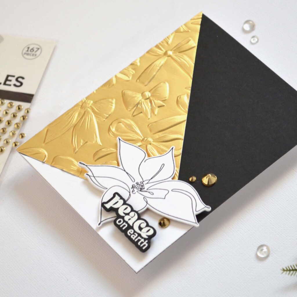 Christmas poinsettia design combined with triangle dies for a unique holiday card