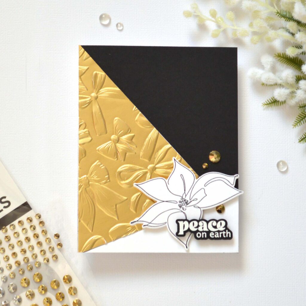 Christmas poinsettia design combined with triangle dies for a unique holiday card