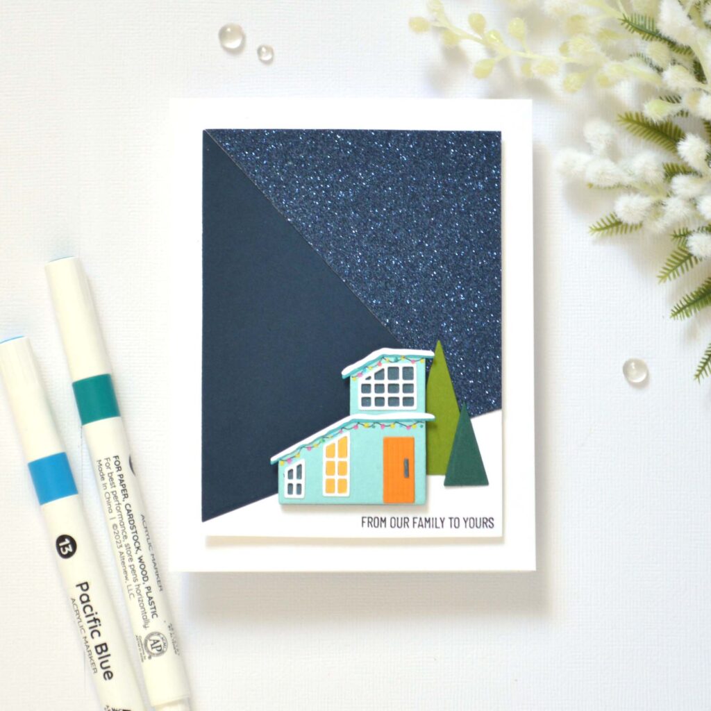 Cozy Christmas tree card featuring triangle dies