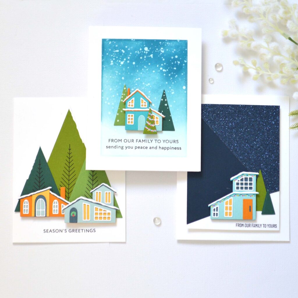 Cozy Christmas tree card featuring triangle dies