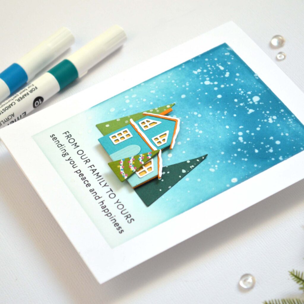 Cozy Christmas tree card featuring triangle dies