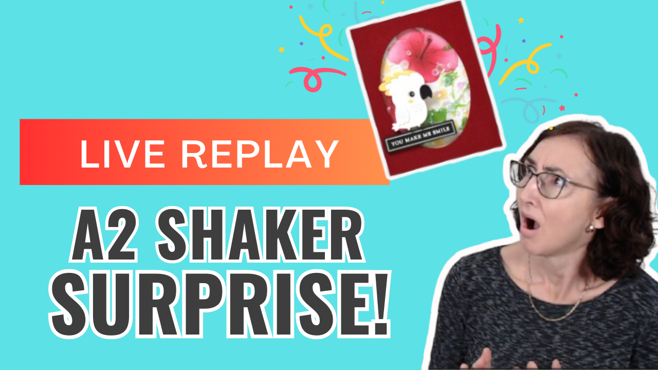 How to Make an A2 Shaker Card with Embossed Floral Background & Cute Bird (Live Video)!