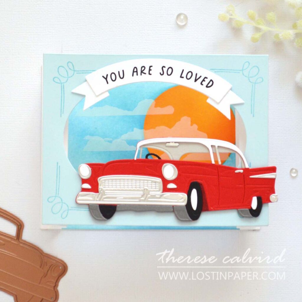 Step by step mens card accordion fun fold car retro by Therese Calvird