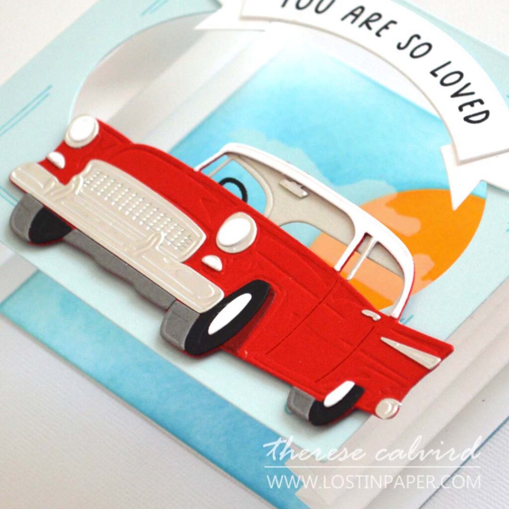 Step by step mens card accordion fun fold car retro by Therese Calvird