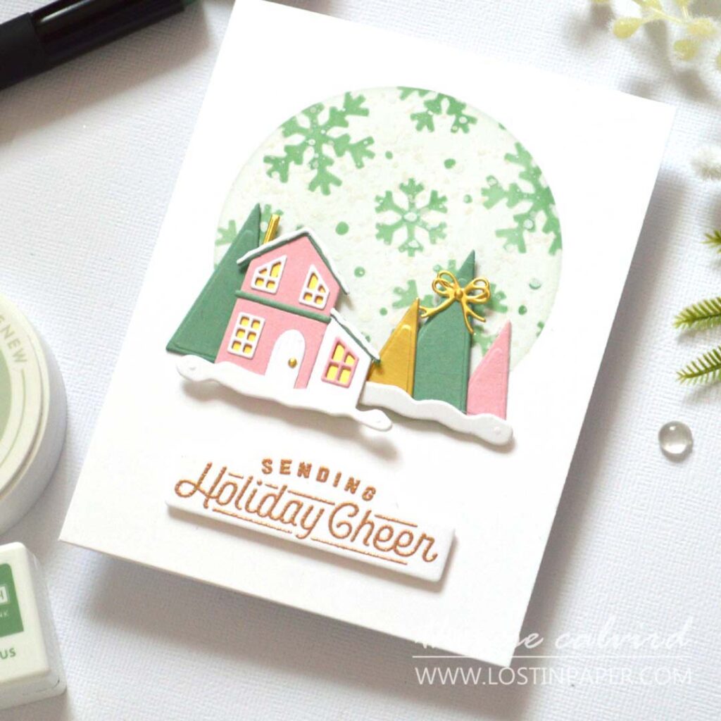 Holiday stencil Christmas cards created by Therese Calvird using a variety of easy techniques