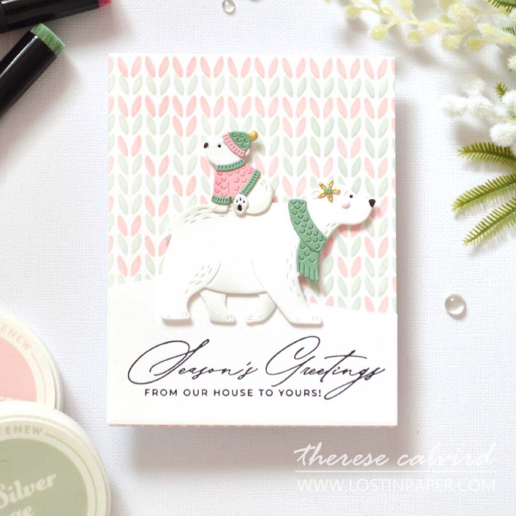 Holiday stencil Christmas cards created by Therese Calvird using a variety of easy techniques