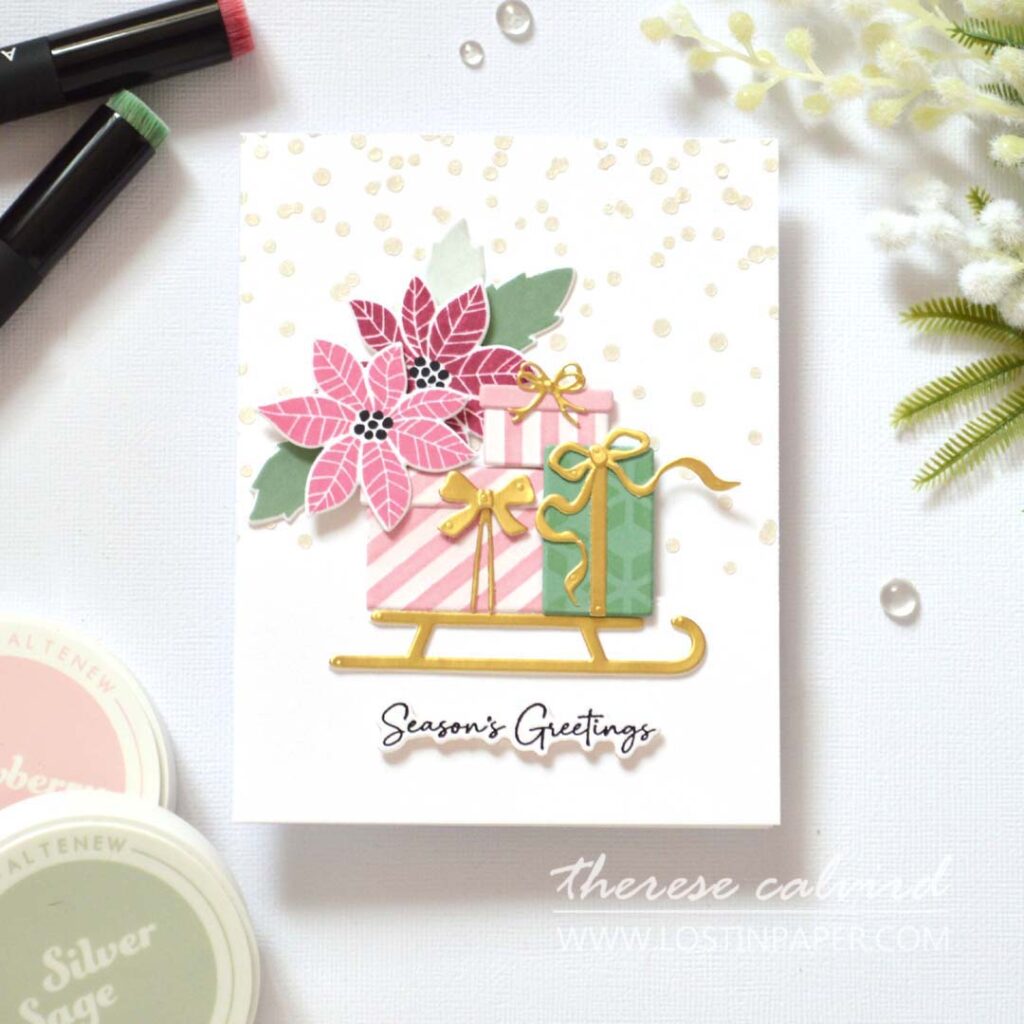 Holiday stencil Christmas cards created by Therese Calvird using a variety of easy techniques