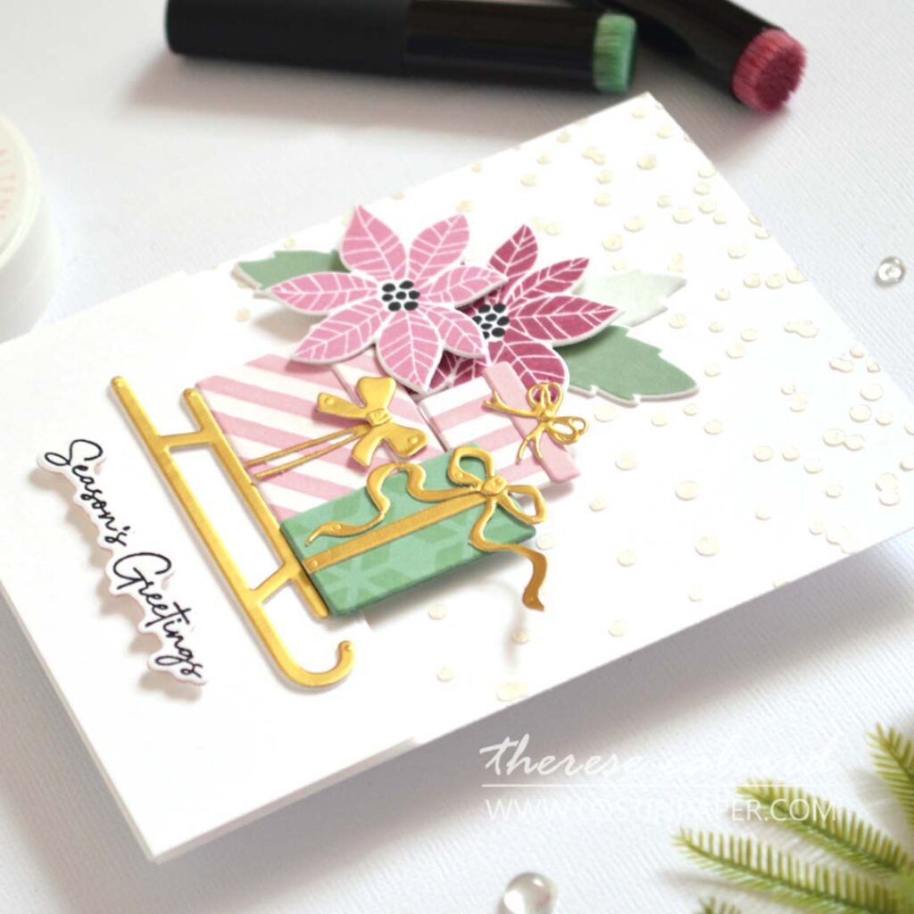 Holiday stencil Christmas cards created by Therese Calvird using a variety of easy techniques