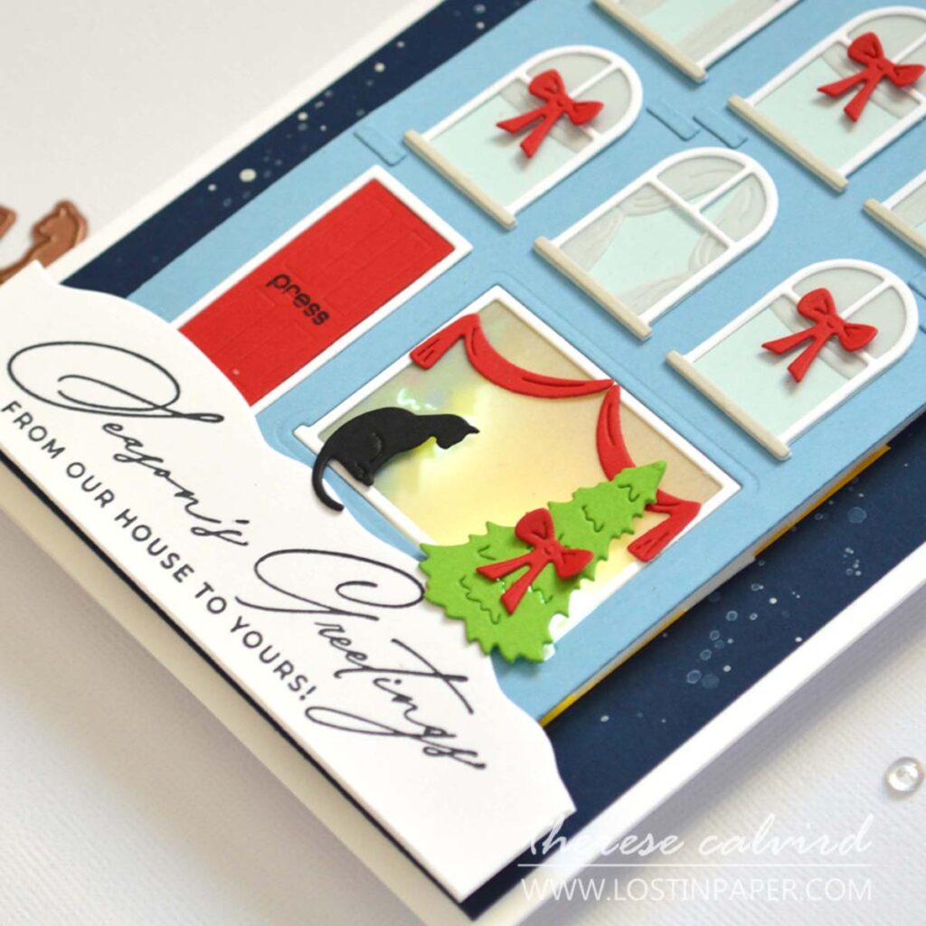 light up christmas card die cut window city scene sbdc 2025 therese calvird