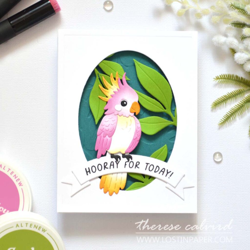 faux shadow box bird birthday card with layered die cut bird therese calvird