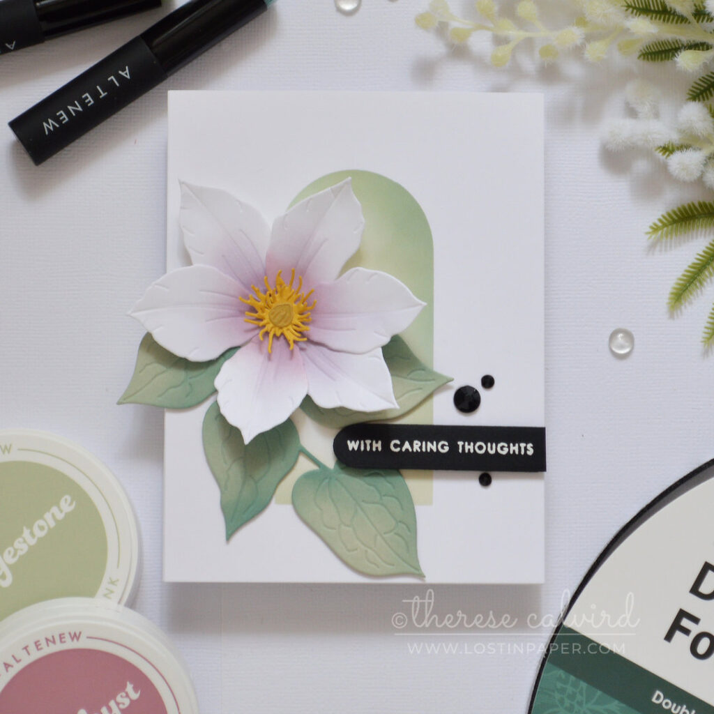 Clean and simple handmade card using nesting arches die with ombre ink blended background by Therese Calvird