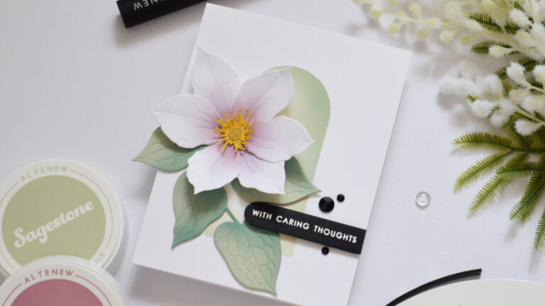 Clean and simple handmade card using nesting arches die with ombre ink blended background by Therese Calvird