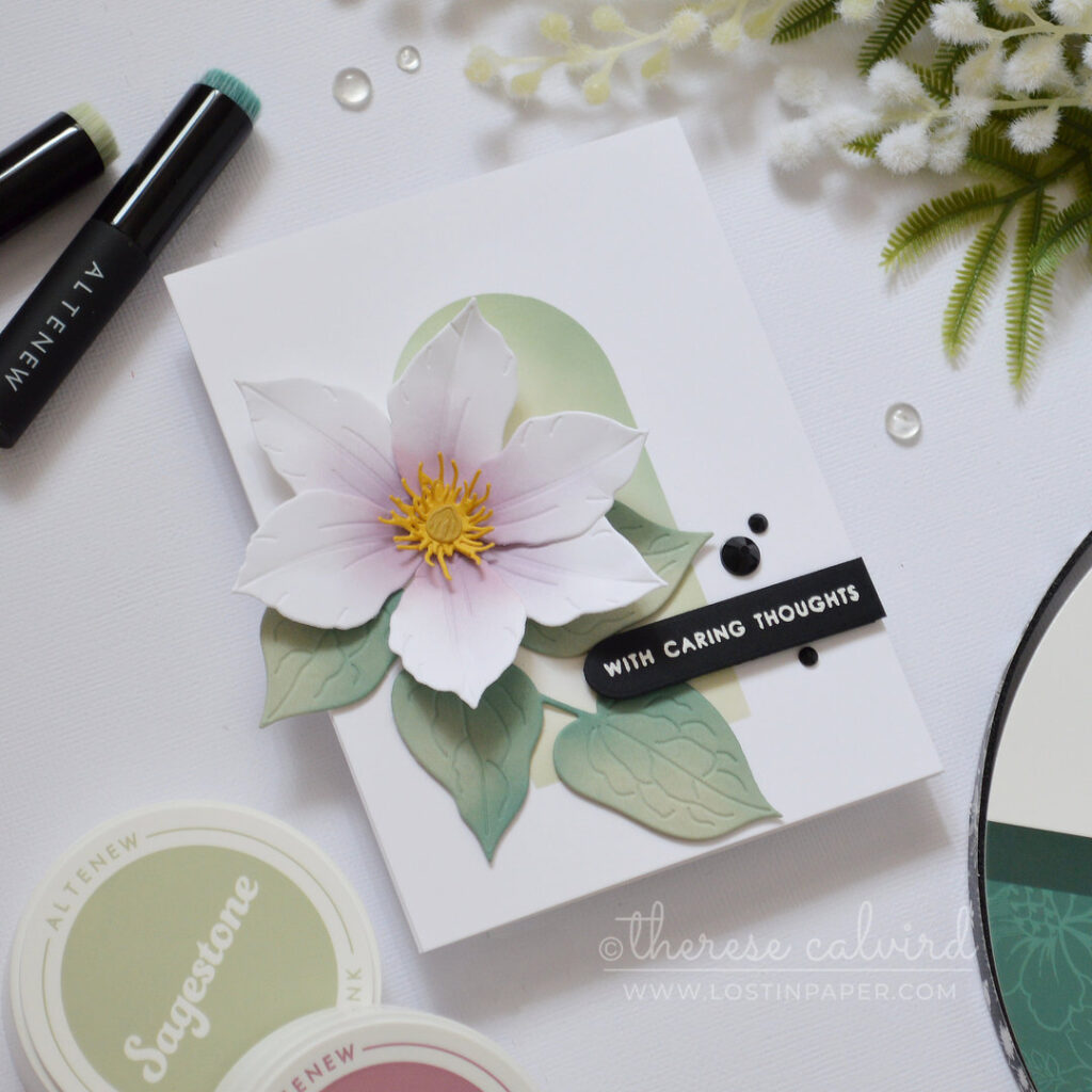 Clean and simple handmade card using nesting arches die with ombre ink blended background by Therese Calvird