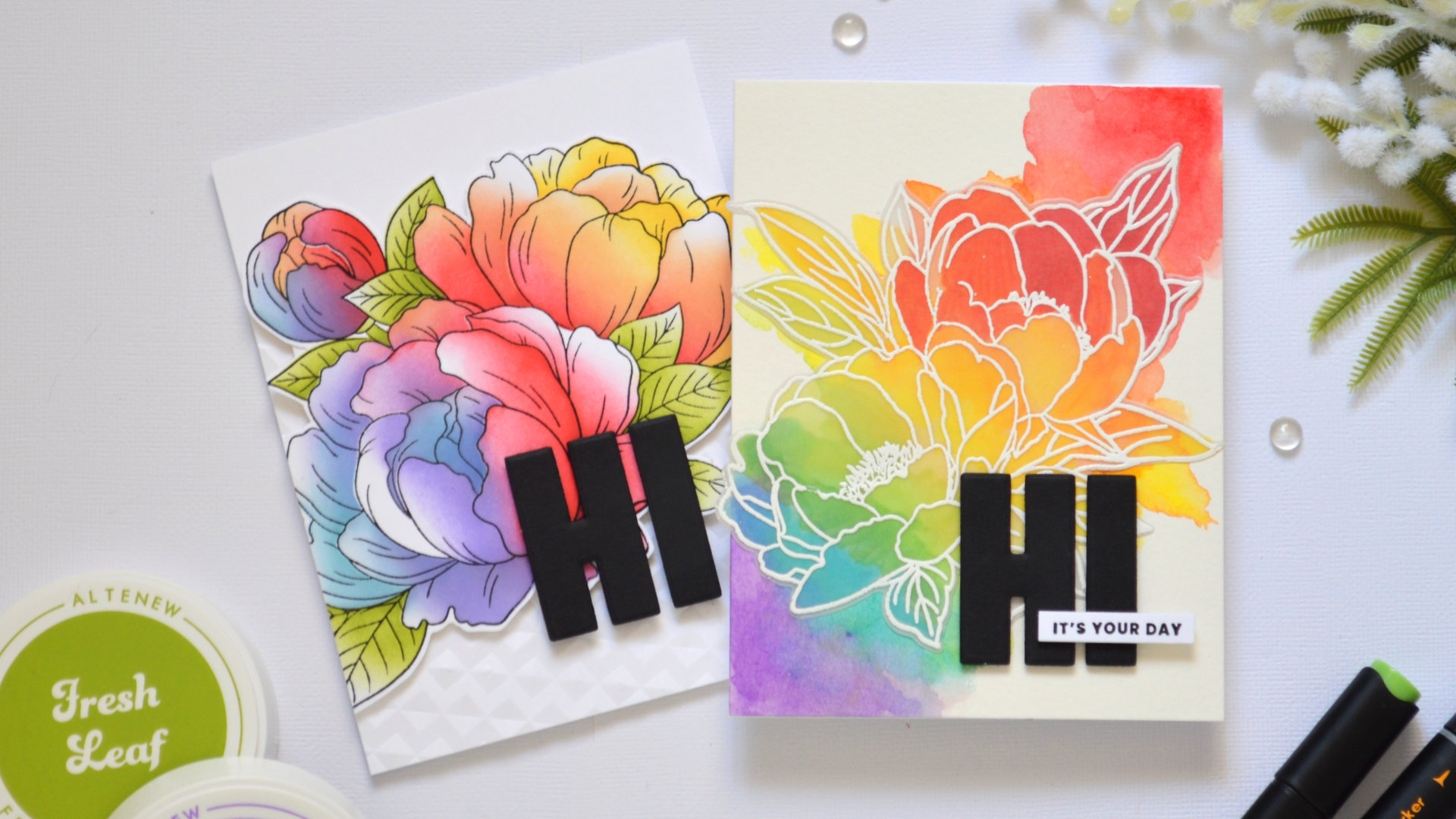 More Rainbow Floral Card Ideas Using Different Techniques!