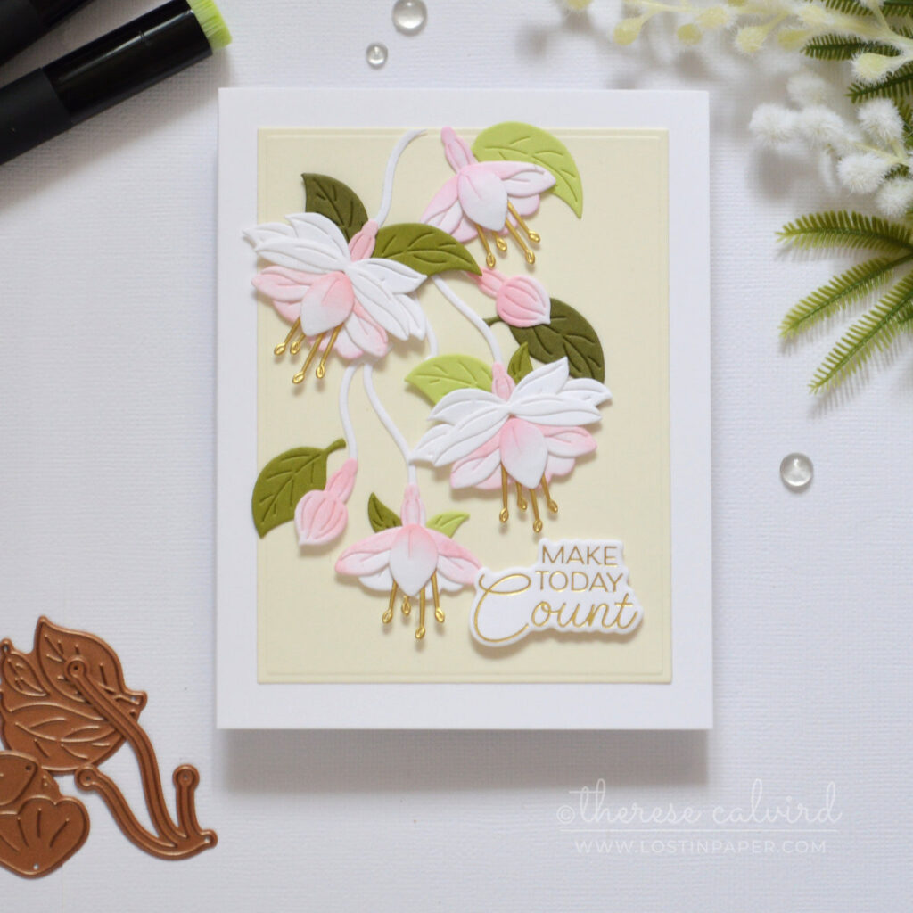 ink blended layered die cut fuchsia card therese calvird