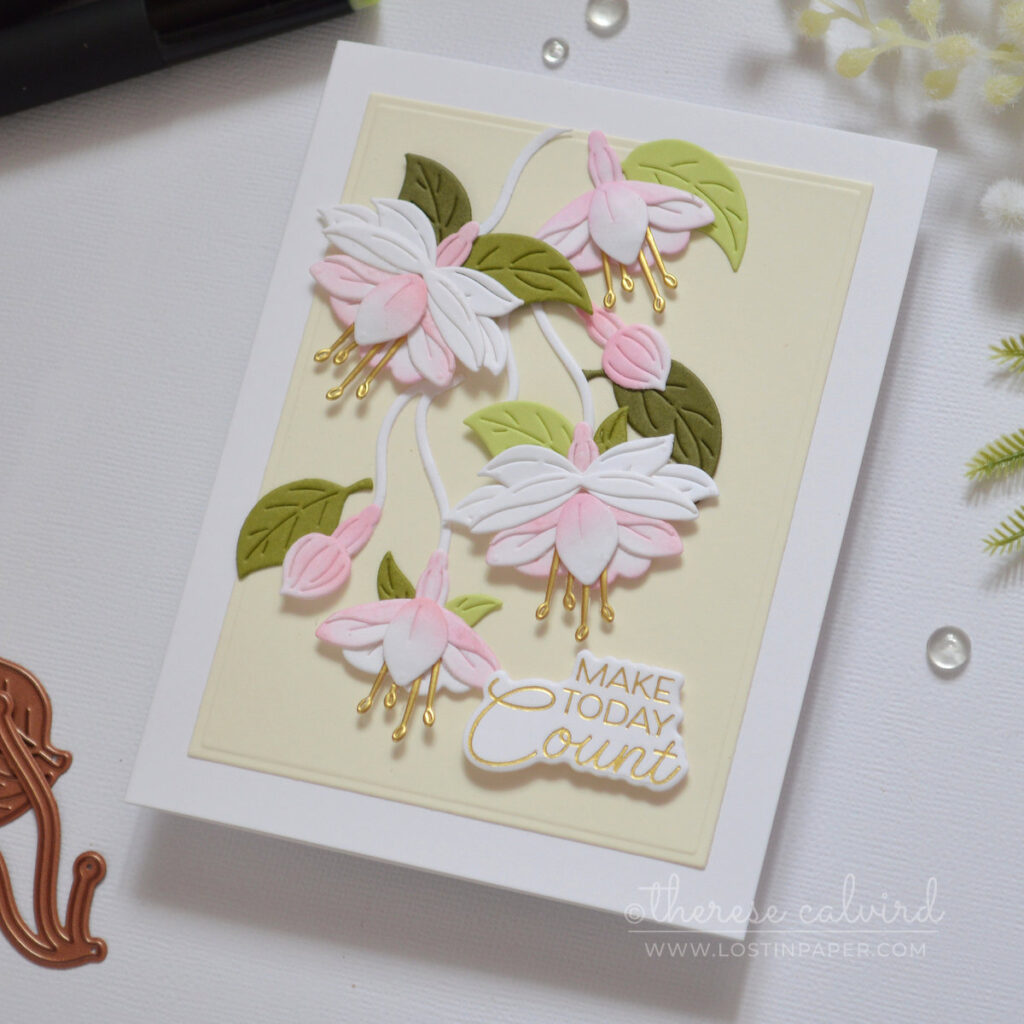 ink blended layered die cut fuchsia card therese calvird