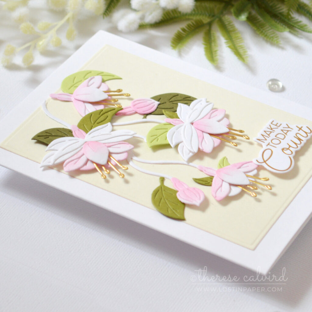 ink blended layered die cut fuchsia card therese calvird