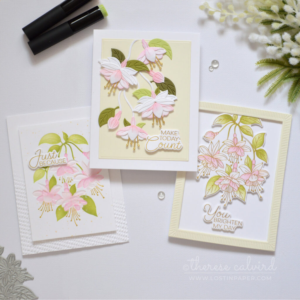 ink blending fuchsia card set therese calvird