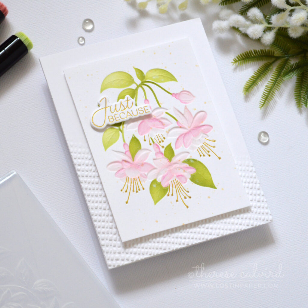 reversed stencil ink blended fuchsia card therese calvird