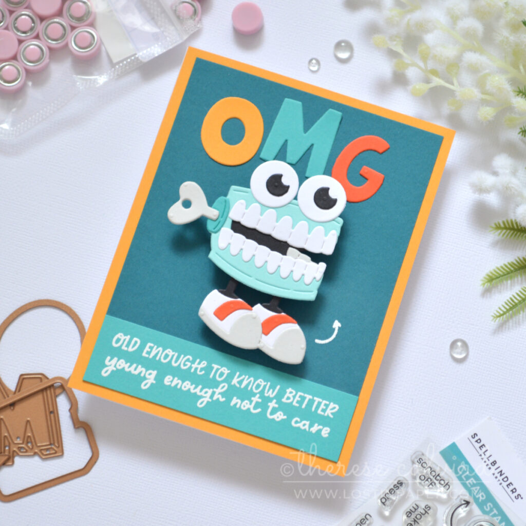 interactive spinner chattering teeth card by Therese Calvird