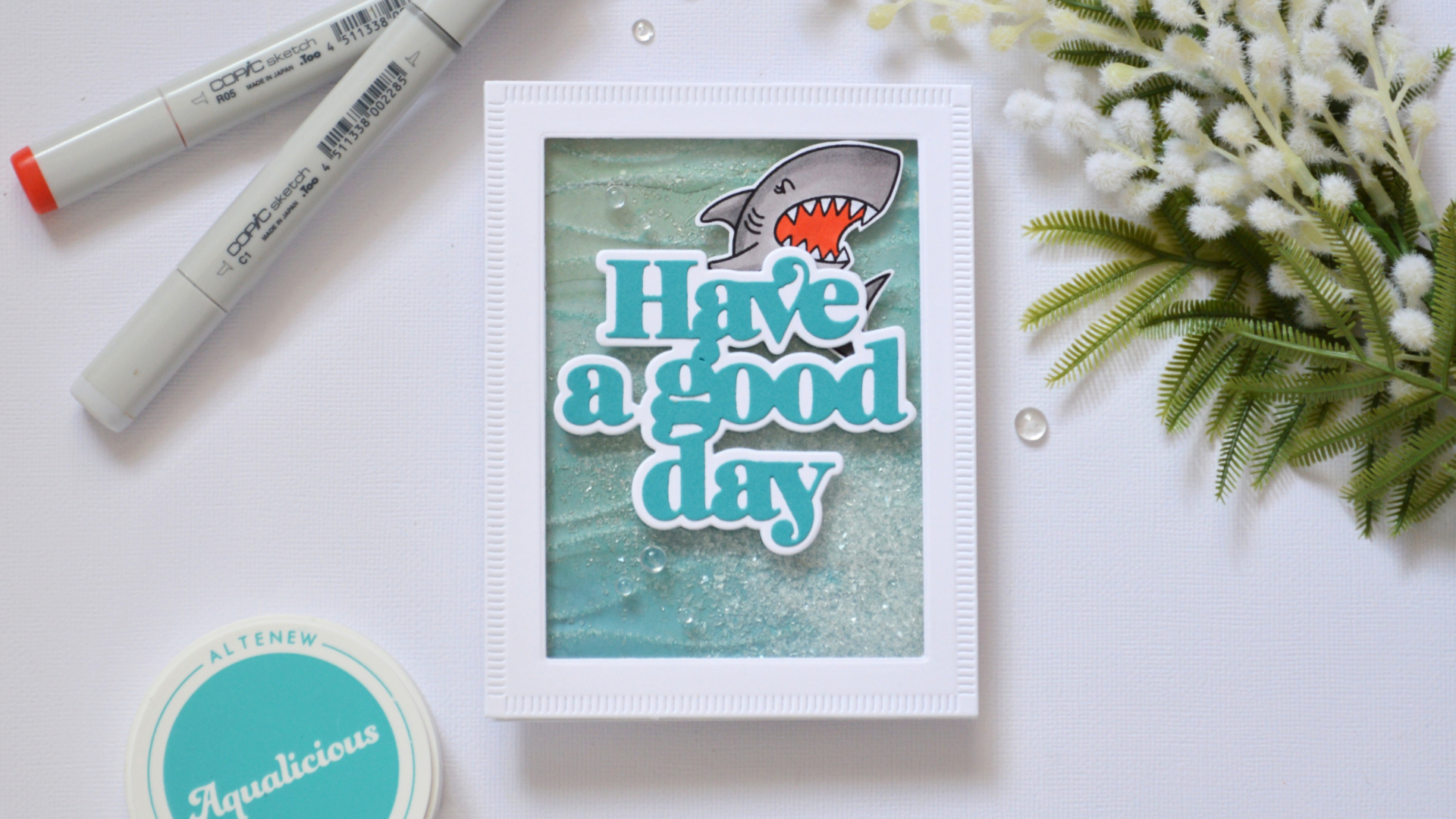 I Embossed Design Paper… and Made an Ocean Shaker Card 🦈 (+ Video Tutorial)