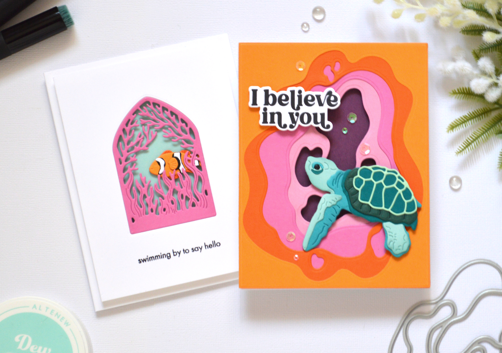Ocean Open Scene Cards with Tropical Layers | Altenew June Blog Hop + Giveaway!