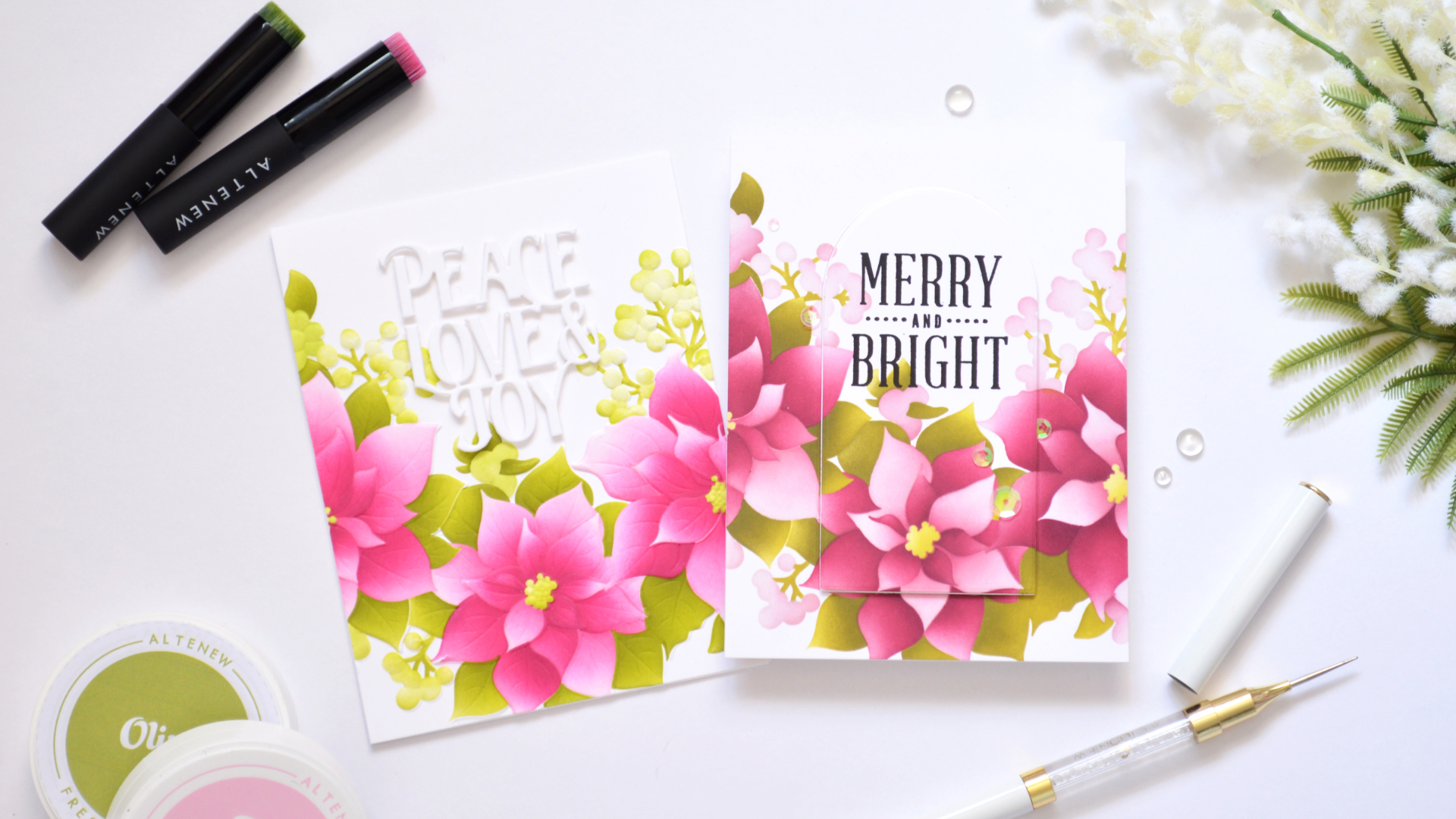 6 Poinsettia Color Combinations to Inspire Your Christmas Cards + Video