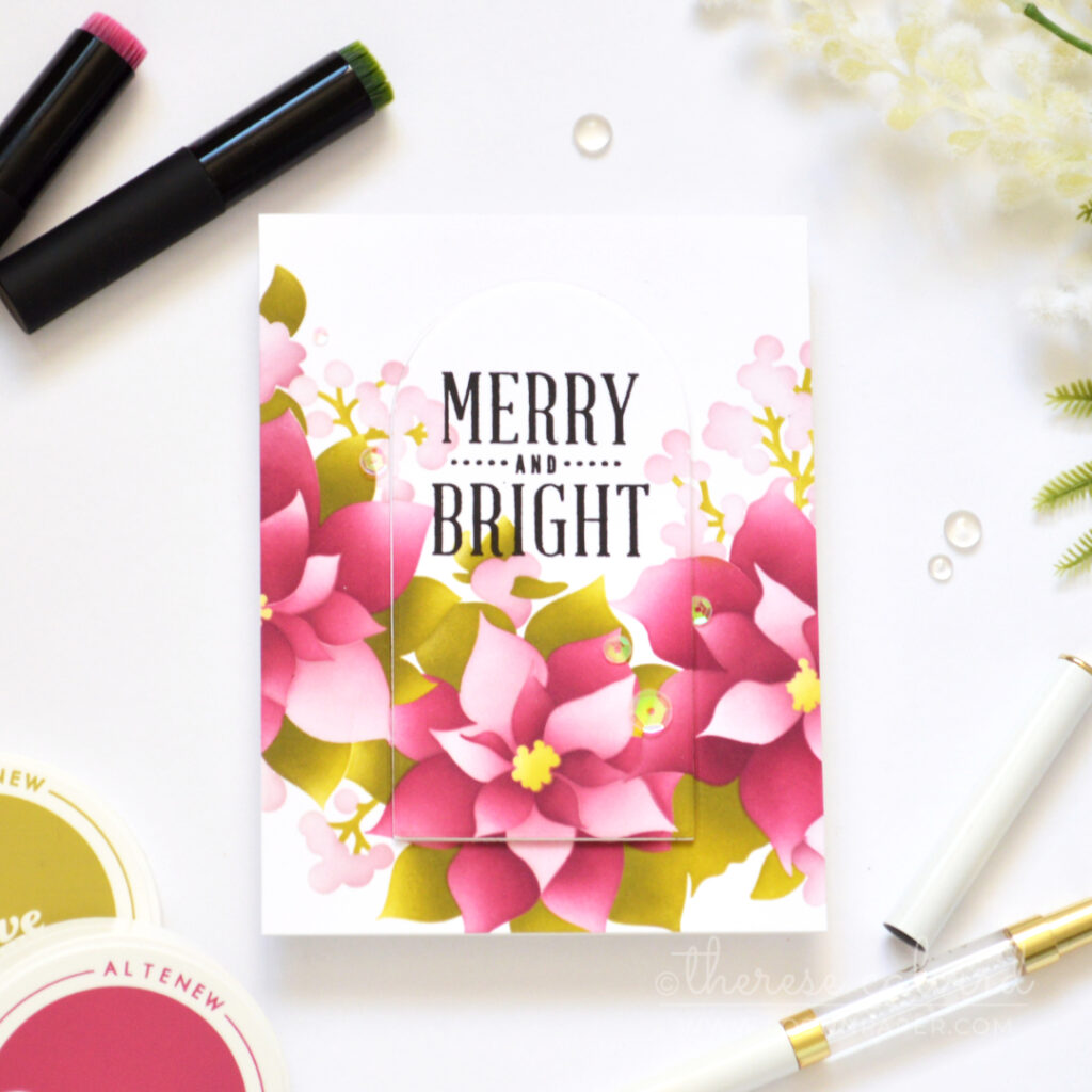 - Plum and olive poinsettia Christmas card.